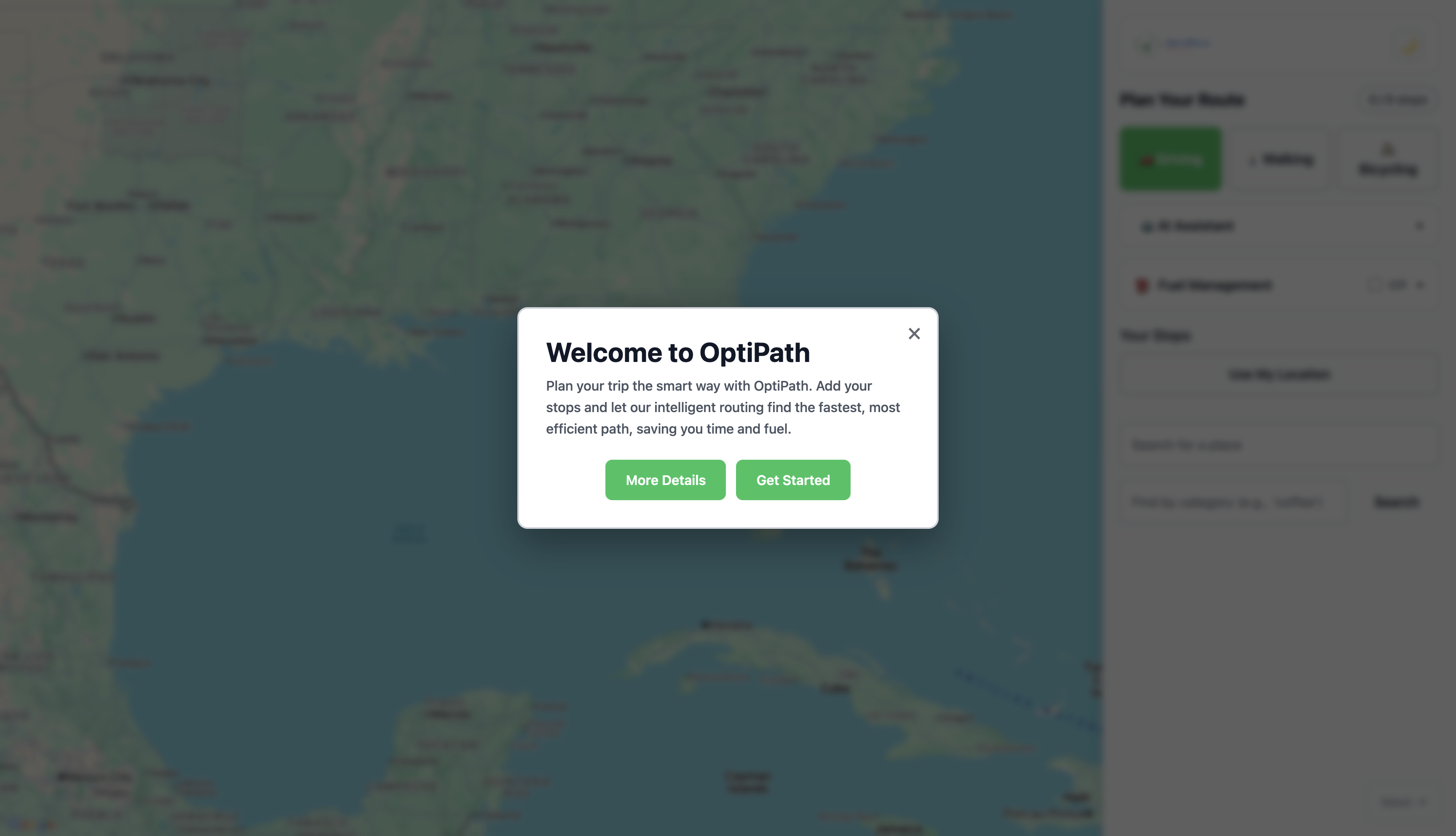 Updated OptiPath interface with clearer route controls
