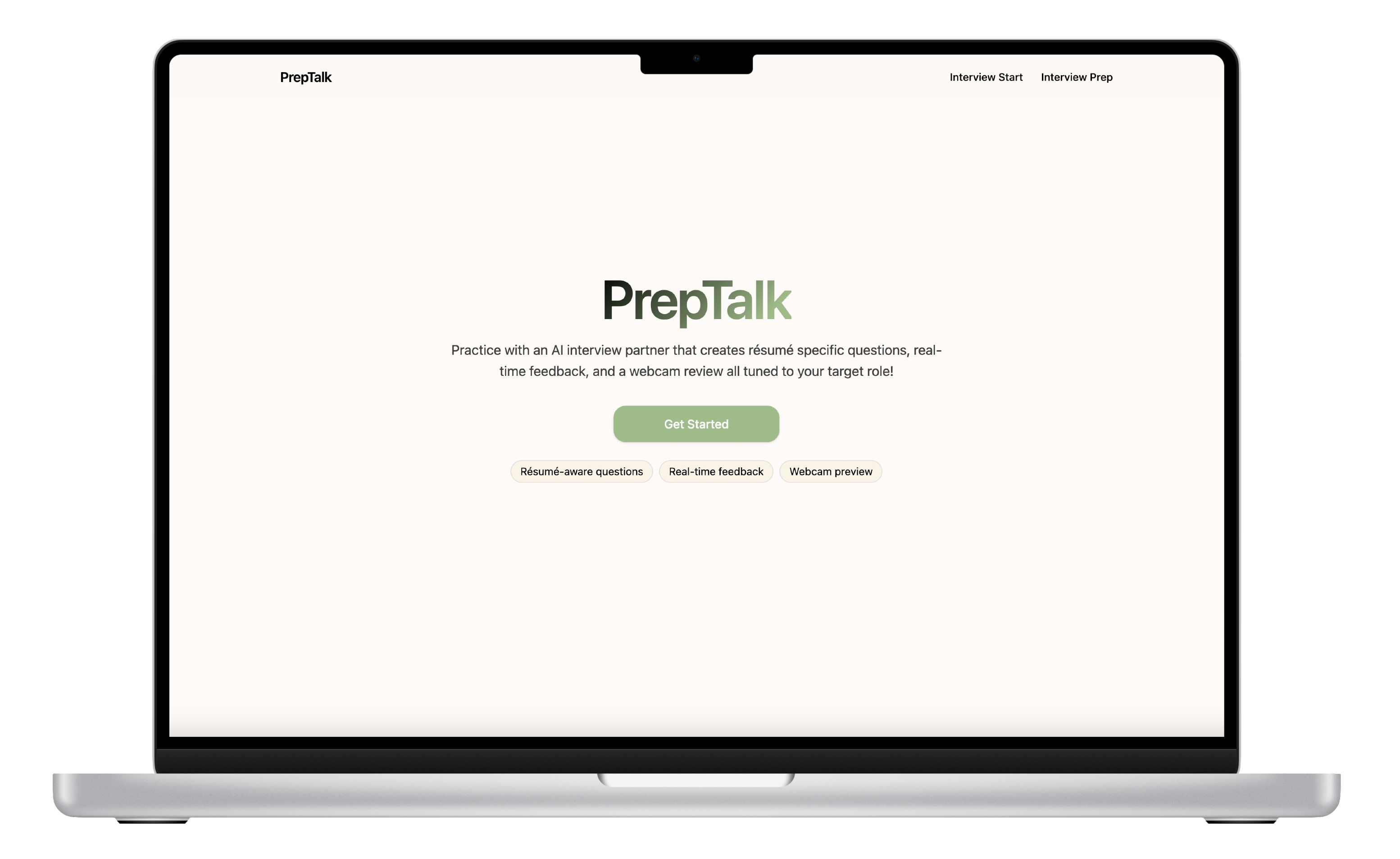 PrepTalk AI interviewer preview