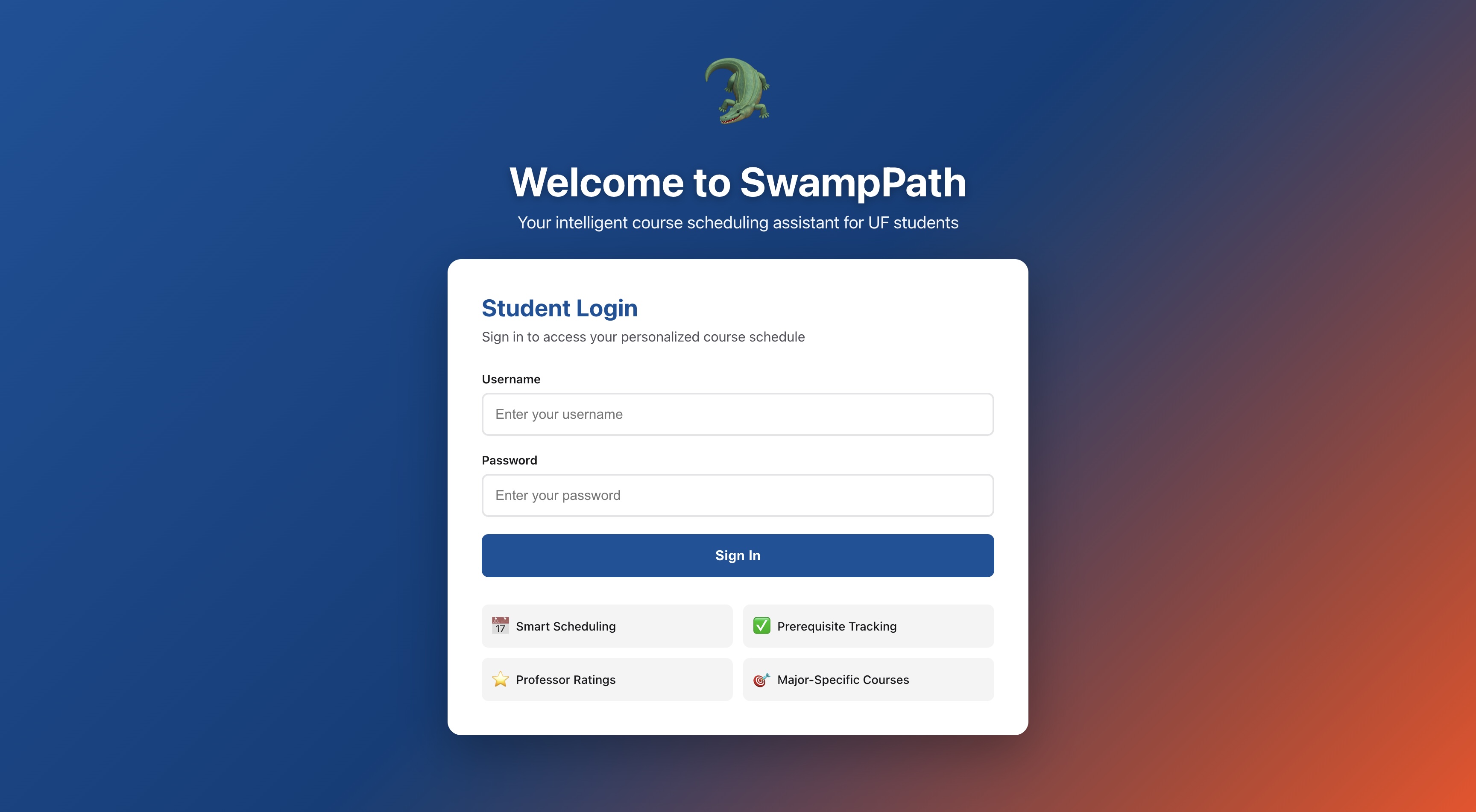 SwampPath scheduling screens