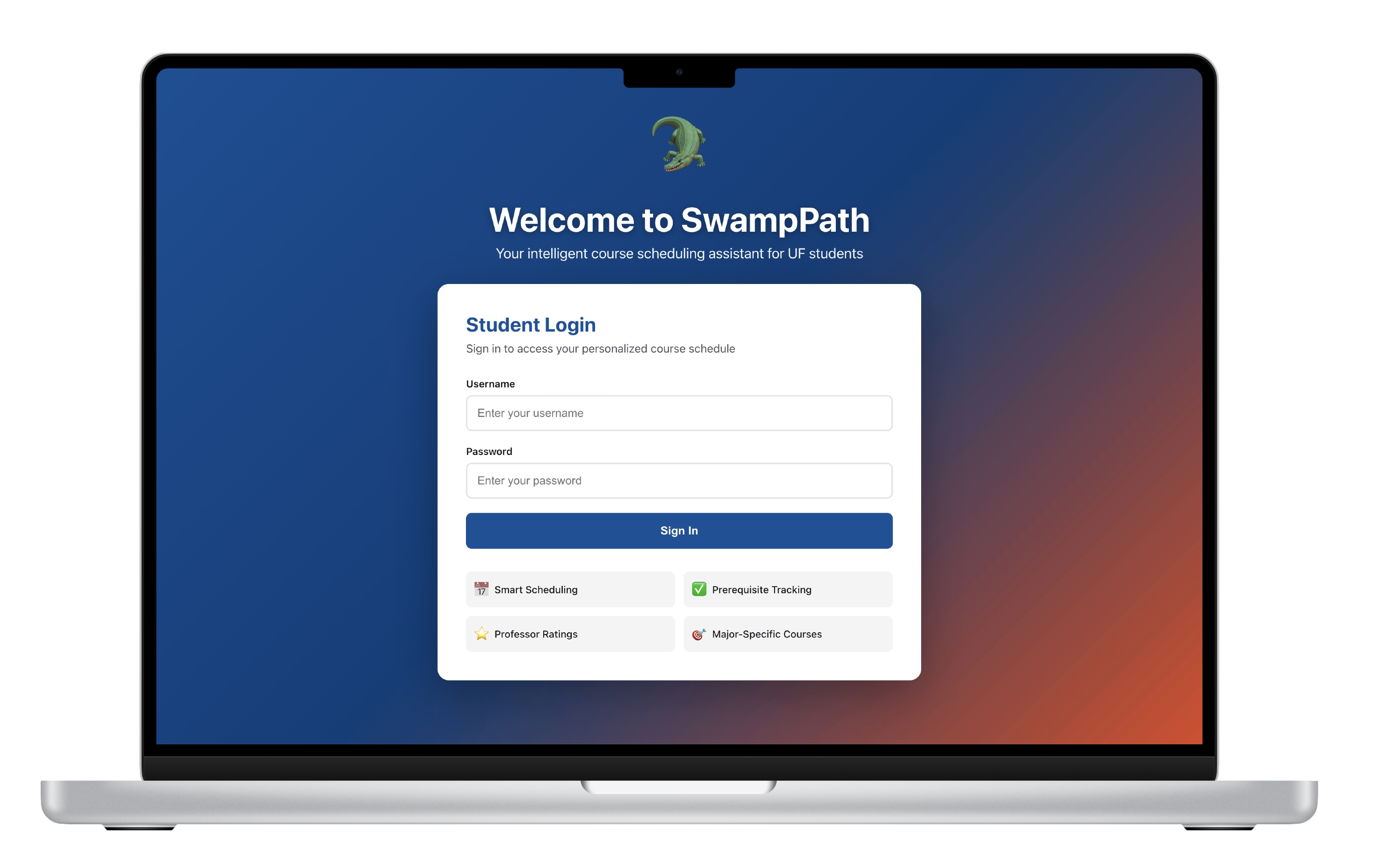 SwampPath scheduling screens